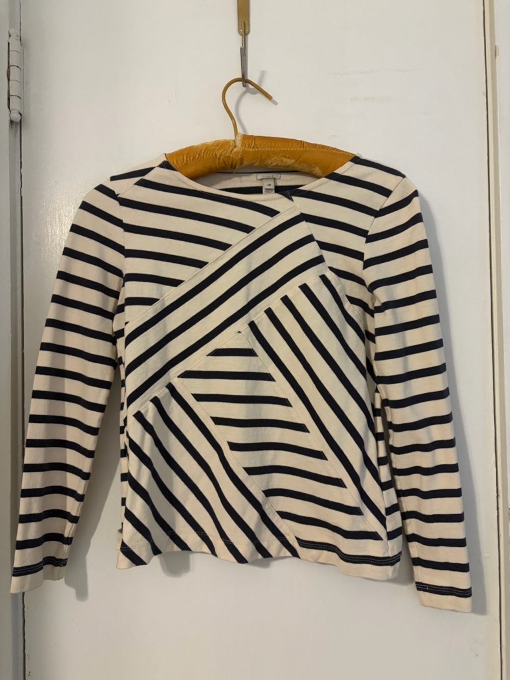 J. Crew Black & Cream Striped Long-Sleeve Top